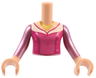Torso Mini Doll Girl Magenta and Dark Pink Dress with Metallic Pink Stars and Circles Pattern, Light Nougat Arms with Hands with Metallic Pink Sleeves