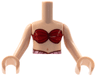 Torso Mini Doll Girl Red Bikini Shell Bra Top, Metallic Pink Belt Pattern, Light Nougat Arms with Hands (Arista)