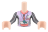 Torso Mini Doll Girl Lavender, Coral, and Pearl Dark Gray Sailing Outfit, Whistle Pattern, Light Nougat Arms with Hands with Pearl Dark Gray Long Sleeves
