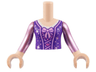 Torso Mini Doll Girl Dark Purple Corset with Lavender Laces and Bow Pattern, Light Nougat Arms with Hands with Metallic Pink Long Sleeves