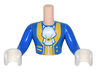 Torso Mini Doll Man Blue Coat with White Ascot, Yellow Trim Pattern, Blue Arms / Sleeves with White Hands / Gloves