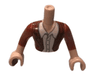 Torso Mini Doll Man Dark Orange Jacket and White Shirt Pattern, Light Nougat Arms with Hands with Dark Orange Sleeves
