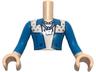 Torso Mini Doll Man Dark Azure and White Jacket with Silver Squares and Music Notes Necklace Pattern, Light Nougat Arms with Hands with Dark Azure Long Sleeves
