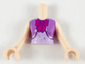 Torso Mini Doll Woman Top with Magenta Bow, Medium Lavender Vest, Silver Trim and Stars Pattern, Light Nougat Arms with Hands