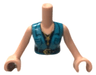 Torso Mini Doll Woman Medium Azure Sleeveless Shirt, Dark Blue Top, Belt with Gold Buckle and Necklace with Star Pattern, Light Nougat Arms with Hands