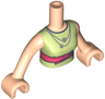 Torso Mini Doll Woman Yellowish Green Shirt with Coral Belt and Silver Necklace Pattern, Light Nougat Arms with Hands
