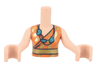 Torso Mini Doll Woman Orange and Gold Sleeveless Shirt and Belt, Dark Turquoise Beaded Necklace Pattern, Light Nougat Arms with Hands