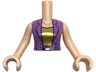 Torso Mini Doll Woman Medium Lavender Open Vest with Buttons over Gold Top, Dark Blue Belt, Silver Buckle and Necklace Pattern, Light Nougat Arms with Hands
