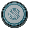 Tile, Round 2 x 2 with Bottom Stud Holder with White Arc Reactor Core with Metallic Light Blue Rings, Honeycomb Center, and Black Outer Ring Pattern