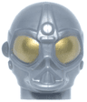 Minifigure, Head, Modified SW RA-7 Series Protocol Droid with Gold Eyes Pattern