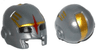 Minifigure, Headgear Helmet Space with Mouth Slit and with Black Eye Holes, Red Star and Gold Markings Pattern