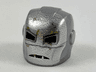 Minifigure, Headgear Helmet Armor Plates and Ear Protectors with Silver Face, Dark Tan Rust Spots, Black Eye and Mouth Holes Pattern