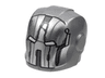 Minifigure, Headgear Helmet Armor Plates and Ear Protectors with Silver Faceplate, White Eye Slits, Weathering Cracks Pattern