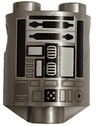 Brick, Round 2 x 2 x 2 Robot Body with Bottom Axle Holder (x Shape / + Orientation) with Black and White Pattern (SW R2-Q2)