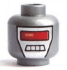 Minifigure, Head Alien with Red Visor and 4 Mouth Squares on Silver Background Pattern