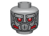 Minifigure, Head Alien with Robot Red Eyes and Mouth and Silver Metal Plates Eyebrows and Mask Pattern
