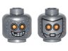 Minifigure, Head Dual Sided Alien Robot with Yellow Eyes, Mask with Metal Bolts, Closed Mouth / Open Mouth Pattern
