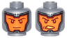 Minifigure, Head Dual Sided Balaclava, Orange Face, Dark Red Eyebrows, Sly Grin / Angry Open Mouth Scowl with Bright Light Yellow Teeth Pattern