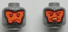 Minifigure, Head Dual Sided Balaclava with Orange Face, Dark Red Eyebrows and Eyes, Determined / Angry Bared Teeth Pattern
