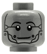Minifigure, Head Alien Robot Black Eyebrows, Rivets and Chin Strap Pattern