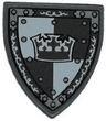 Minifigure, Shield Triangular Short with Gray Crown on White and Gray Quarters Background Pattern