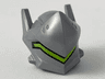 Minifigure, Headgear Helmet with Raised Visor, Long Ears and Hole in Back with Long Angular Lime Stripe Pattern