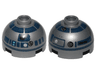 Brick, Round 2 x 2 Dome Top with Bright Pink Dots, Small Receptor and Dark Blue Pattern (R2-D2)