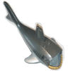 Shark Body Large with Gills with Gold Teeth and Pearl Dark Gray Dorsal Side Pattern (Sharkanator)