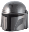 Minifigure, Headgear Helmet with Holes, SW Mandalorian with Silver Lines and Cheek Indents and Black Visor Pattern