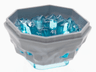 Rock 4 x 4 Octagonal Boulder, Bottom with Molded Trans-Light Blue Crystals Pattern