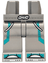 Hips and Legs with Dark Turquoise Stripes and Shoes with Stitching, Black and White Tied Belt, Pockets and Soles Pattern