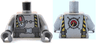 Torso Safety Suit with Gauge, Black and Yellow Straps and Gray Belt with Silver Clasp Pattern / Flat Silver Arms / Dark Bluish Gray Hands