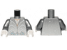Torso Suit with White Curved Lines, Stars and Dots Pattern / Flat Silver Arms / White Hands