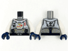 Torso Spacesuit with Gold Lines, Dark Blue Harness with Silver Buckles, and White Panel with Classic Space Logo Pattern / White Arms / Dark Blue Hands