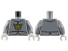 Torso Knight Armor Silver Breastplate with Gold Crown Pattern / Flat Silver Arms / White Hands