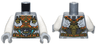 Torso Armor with Orange and Gold Plates, White Clouds, and Silver Dragon Head Pattern / White Arms / Light Bluish Gray Hands