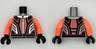 Torso Racing Suit Black Panels, Coral Lines and Hem, Silver Collar and Zipper Pattern / Coral Arms / Black Hands
