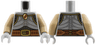 Torso Armor Breast Plate with Gold Trim over Silver Chain Mail, Brooch, Reddish Brown Belt with Buckle, Straps and Ring on Back Pattern / Dark Tan Arms / Light Bluish Gray Hands