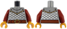 Torso Silver Armor, Reddish Brown Belt with Gold Buckle, Panel with 3 Rivets Pattern / Dark Red Arms / Pearl Gold Hands