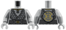 Torso Tunic, Dark Bluish Gray Scale Hems, Silver and Gold Trim Pattern / Flat Silver Arms / Light Bluish Gray Hands