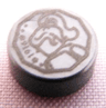 Tile, Round 1 x 1 with Female Minifigure Silhouette Head and Shoulders and '1916' in Decagon Coin Pattern