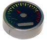 Tile, Round 1 x 1 with Black Gauge with Red Pointer and Green, Yellow, and Red Tick Marks Pattern