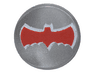 Tile, Round 1 x 1 with Red Bat Batman Logo Pattern