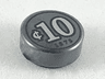Tile, Round 1 x 1 with Silver Coin Money with Cent Symbol, '10' and '1875' Pattern
