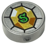 Tile, Round 1 x 1 with Green Letter S Snake on Gold Jewel Pattern (HP Slytherin's Locket)