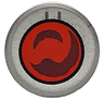 Tile, Round 1 x 1 with Dark Red and Red Goggle Lens with Black Circle and Silver Border Pattern