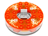 Turntable 6 x 6 x 1 1/3 Round Base Serrated with Trans-Neon Orange Top and Fire Energy Pattern (Ninjago Spinner)