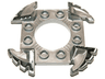Ring 4 x 4 with 2 x 2 Hole and 4 Serrated Ends with Black and White Pattern (Ninjago Spinner Crown)