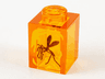 Brick 1 x 1 with Yellow Streaks and Black Mosquito in Amber Pattern