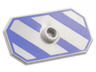 Minifigure, Shield Octagonal Long with Stud with Royal Blue Diagonal Stripes Pattern